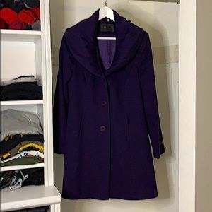 NWOT Tahari 100% Loro Piana wool A-Line coat, Plum